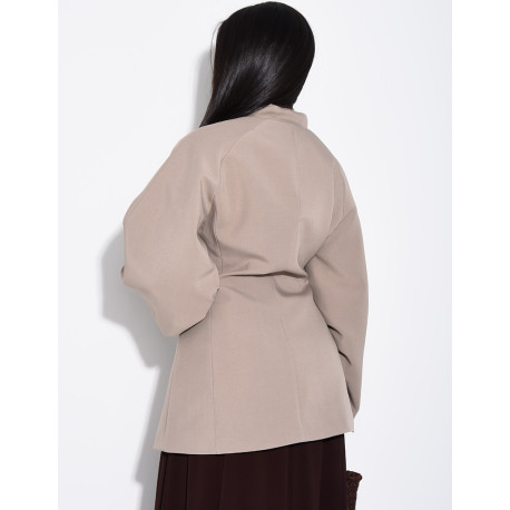 Fitted mid-length blazer with balloon sleeves