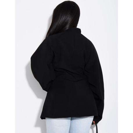 Blazer mi-long cintré à manches ballon