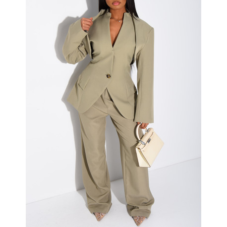 Ensemble 3 pièces bolero, blazer sans manche et pantalon taille haute
