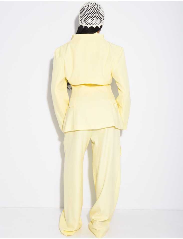 3-piece set: bolero, sleeveless blazer, and high-waisted pants