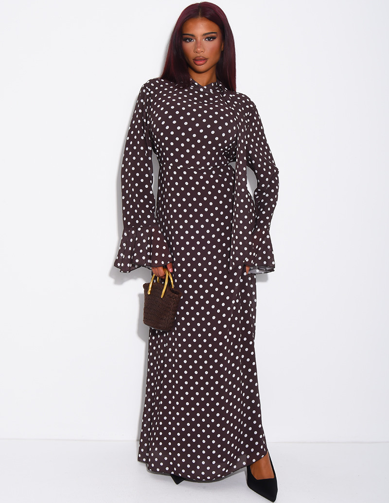 Langes Voile-Kleid mit...