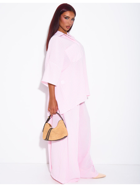Ensemble chemise ample et pantalon à carreaux vichy