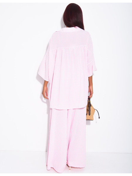 Ensemble chemise ample et pantalon à carreaux vichy
