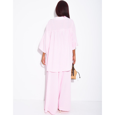 Ensemble chemise ample et pantalon à carreaux vichy