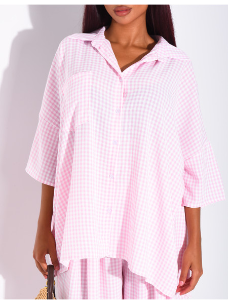 Ensemble chemise ample et pantalon à carreaux vichy