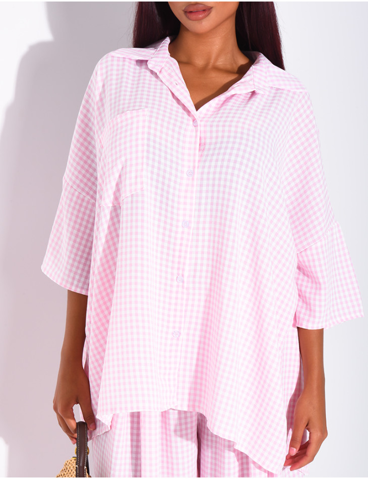 Ensemble chemise ample et pantalon à carreaux vichy