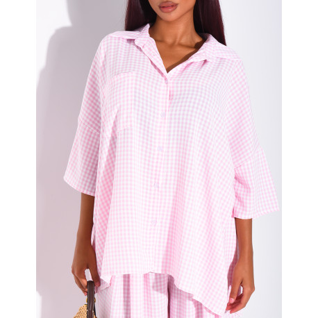 Ensemble chemise ample et pantalon à carreaux vichy