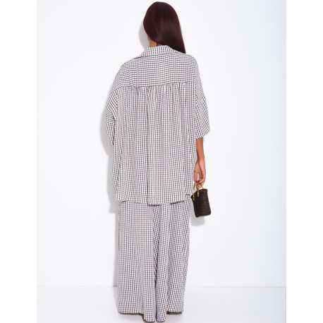 Loose-fit shirt and Vichy check pants set