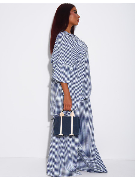 Ensemble chemise ample et pantalon à carreaux vichy