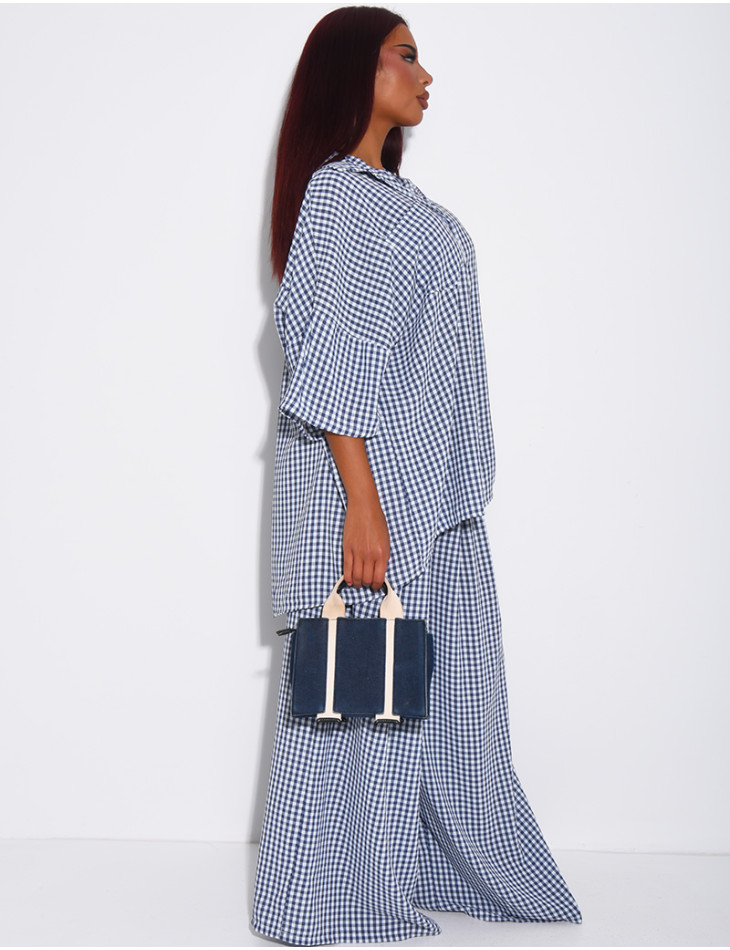 Ensemble chemise ample et pantalon à carreaux vichy