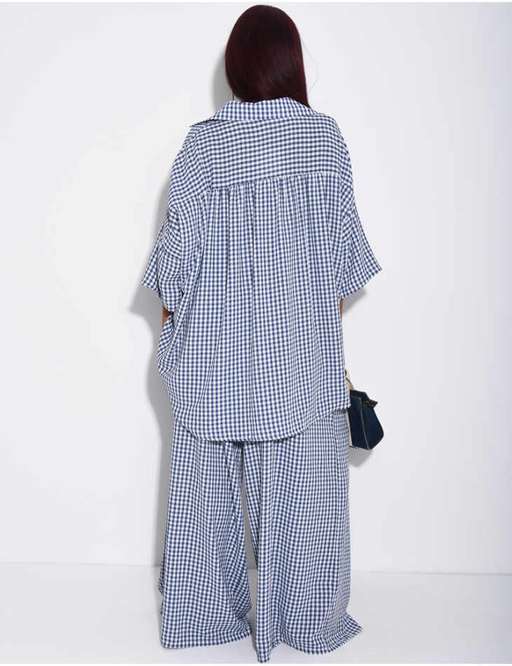 Ensemble chemise ample et pantalon à carreaux vichy