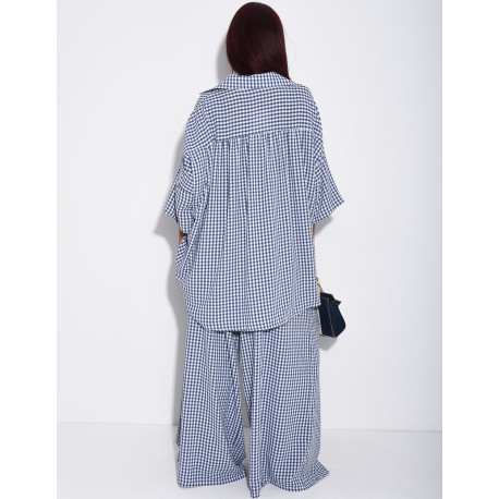Ensemble chemise ample et pantalon à carreaux vichy
