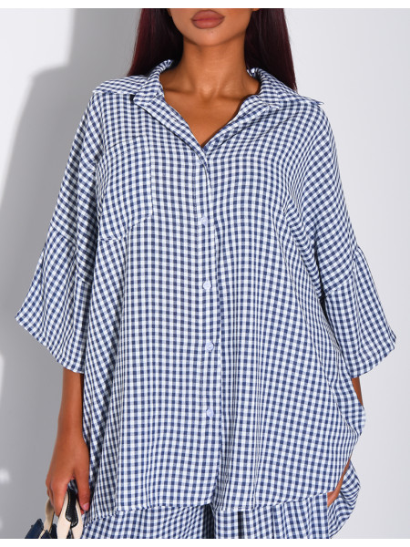 Ensemble chemise ample et pantalon à carreaux vichy
