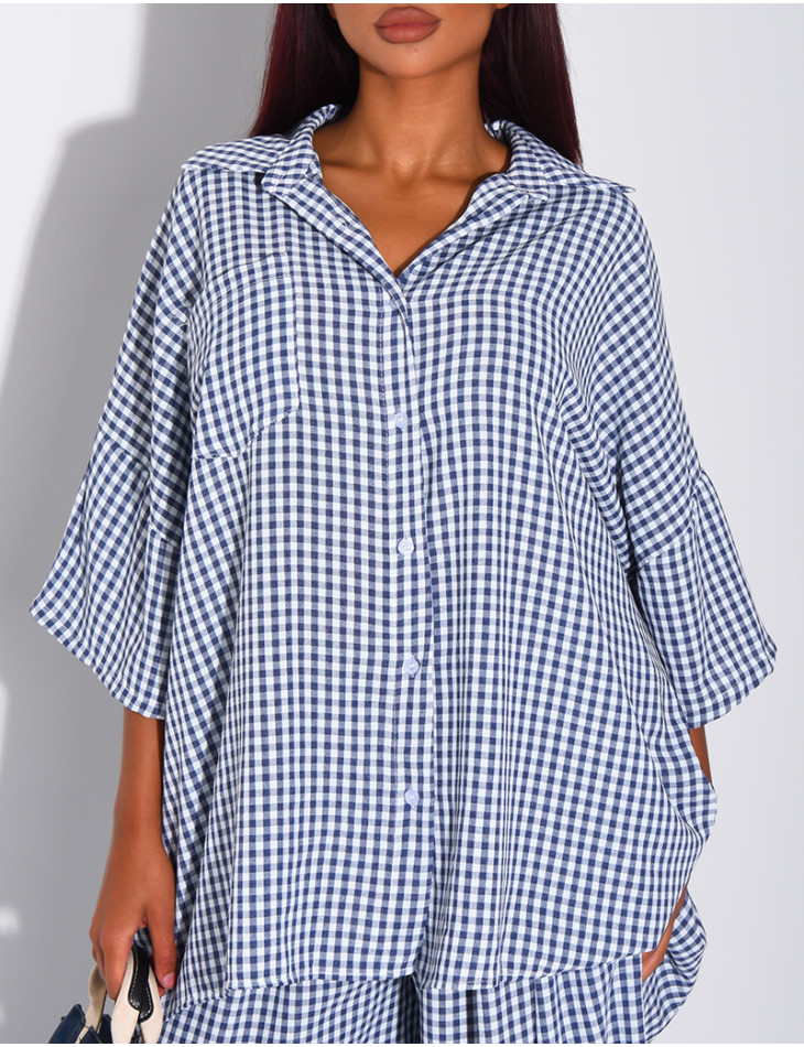 Ensemble chemise ample et pantalon à carreaux vichy