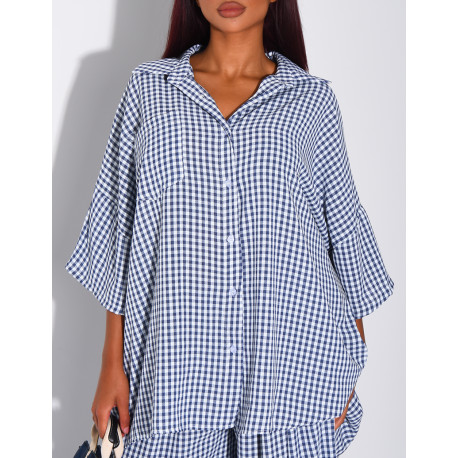 Ensemble chemise ample et pantalon à carreaux vichy