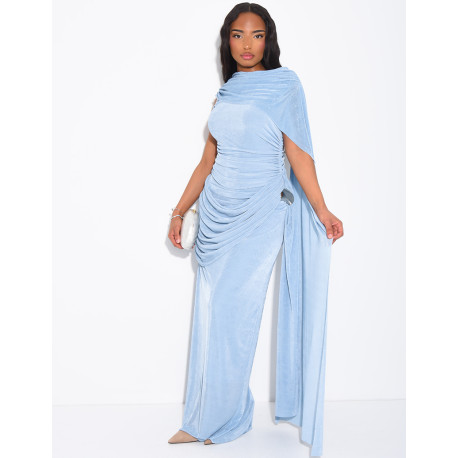 Langes, ärmelloses Kleid mit Drapierung an der Taille