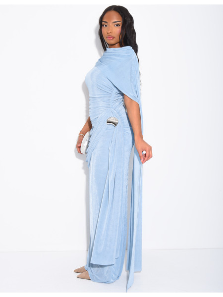Langes, ärmelloses Kleid mit Drapierung an der Taille