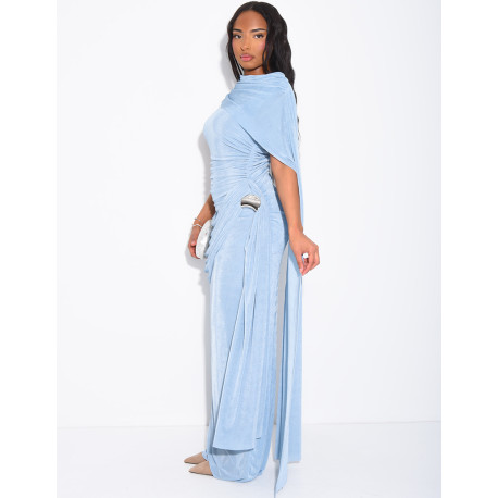 Langes, ärmelloses Kleid mit Drapierung an der Taille