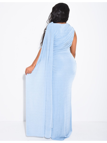Langes, ärmelloses Kleid mit Drapierung an der Taille