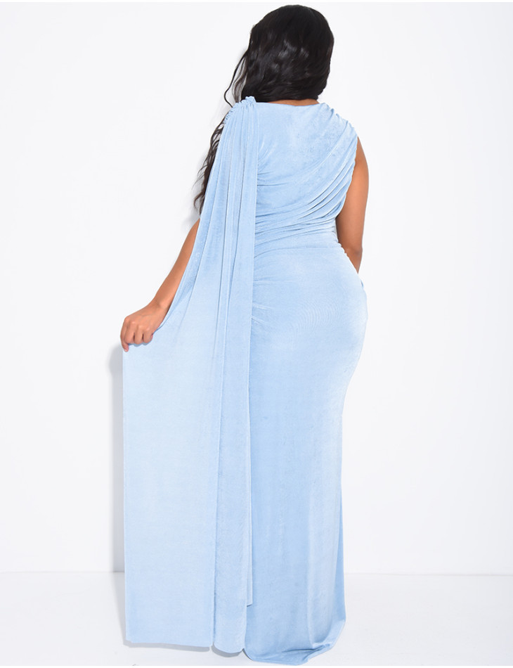 Langes, ärmelloses Kleid mit Drapierung an der Taille