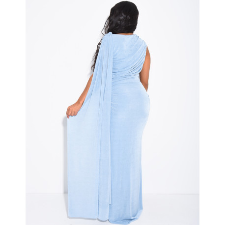 Langes, ärmelloses Kleid mit Drapierung an der Taille