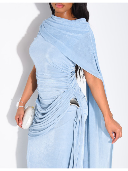 Langes, ärmelloses Kleid mit Drapierung an der Taille