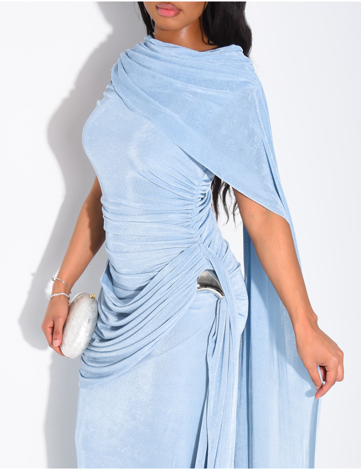 Langes, ärmelloses Kleid mit Drapierung an der Taille