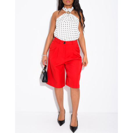 Pleated tailored Bermuda shorts