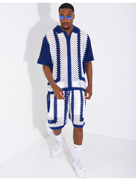 Ensemble ajouré short et chemise manches courtes