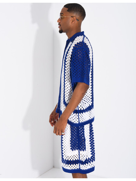 Ensemble ajouré short et chemise manches courtes