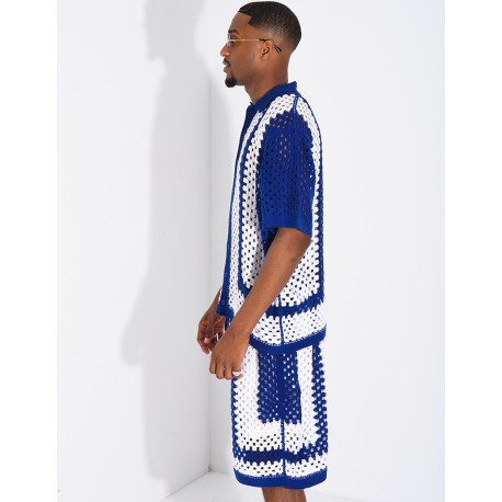 Ensemble ajouré short et chemise manches courtes