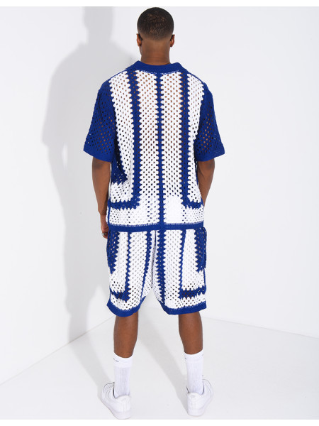 Ensemble ajouré short et chemise manches courtes