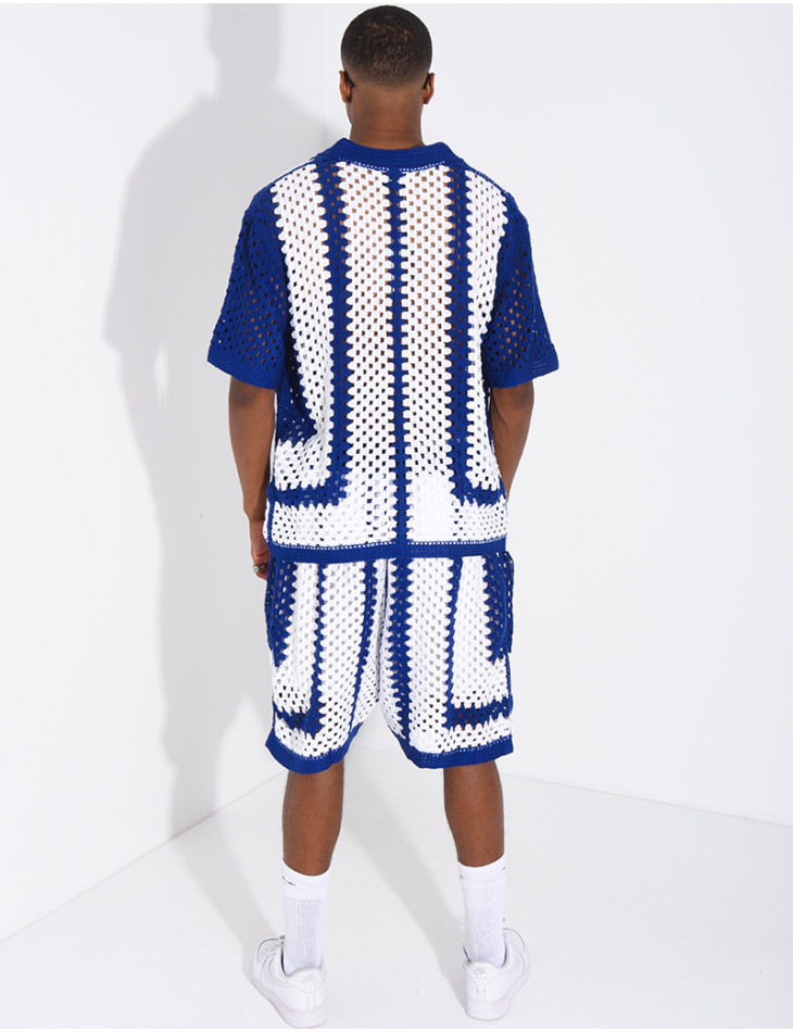 Ensemble ajouré short et chemise manches courtes