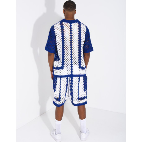 Ensemble ajouré short et chemise manches courtes