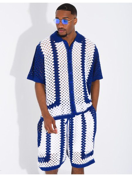 Ensemble ajouré short et chemise manches courtes