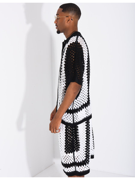 Ensemble ajouré short et chemise manches courtes