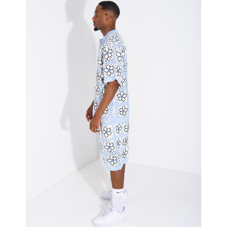 Ensemble ajouré short et chemise manches courtes