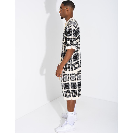 Ensemble ajouré short et chemise manches courtes