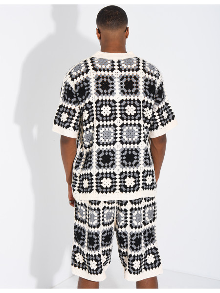 Ensemble ajouré short et chemise manches courtes