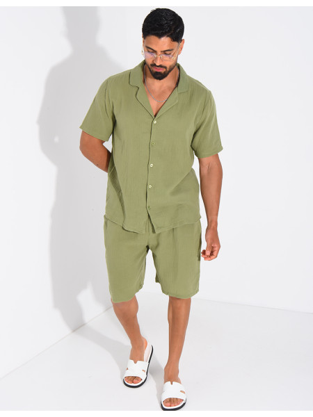 Ensemble short et chemise en gaze de coton