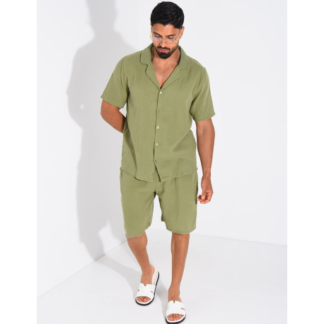Ensemble short et chemise en gaze de coton