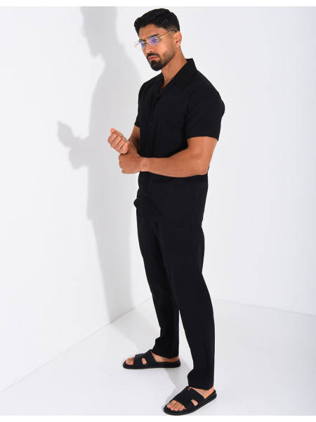 Ensemble pantalon et chemise effet chiné