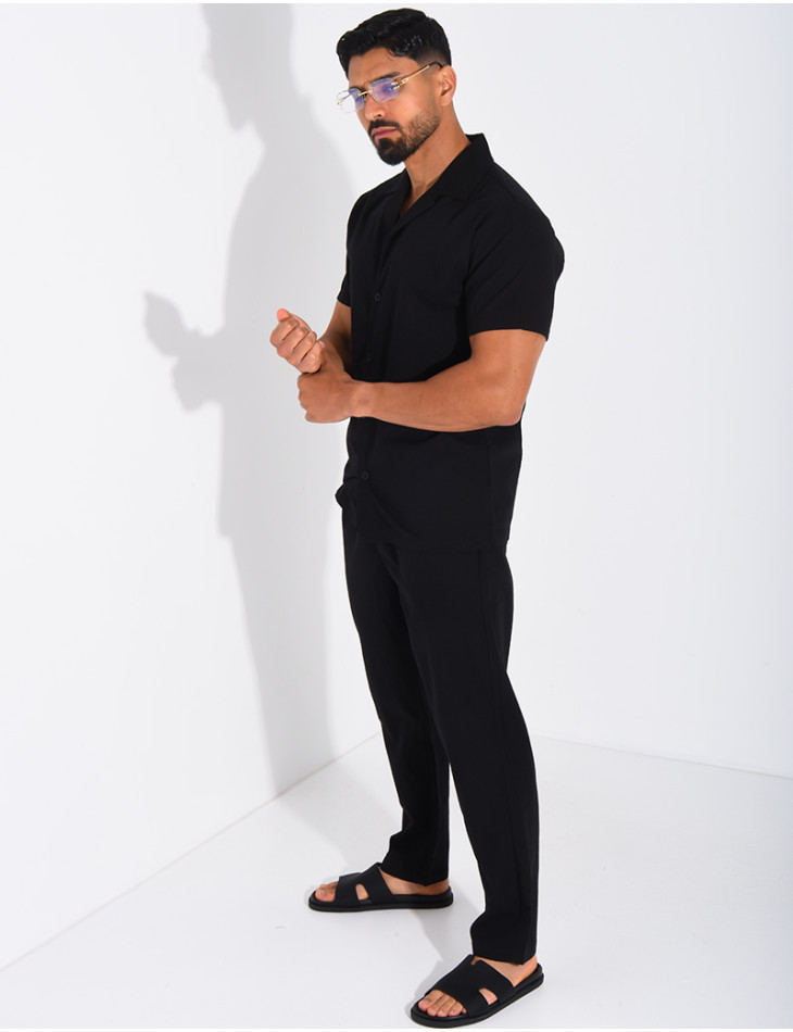 Ensemble pantalon et chemise effet chiné