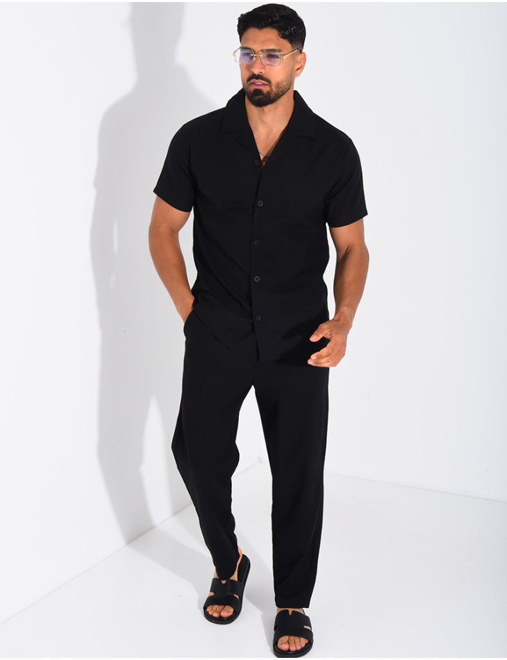 Ensemble pantalon et chemise effet chiné