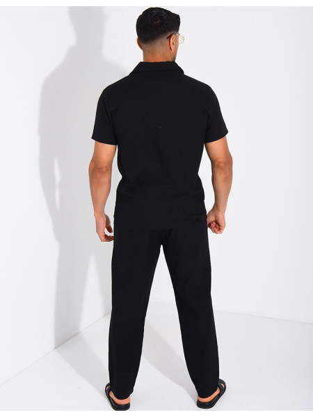 Ensemble pantalon et chemise effet chiné