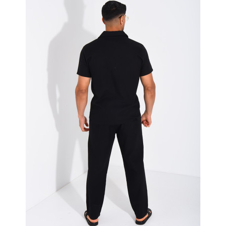 Ensemble pantalon et chemise effet chiné