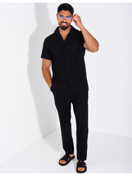 Ensemble pantalon et chemise effet chiné