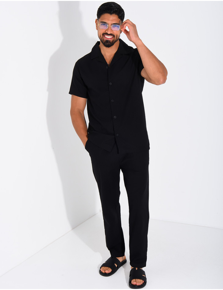 Ensemble pantalon et chemise effet chiné