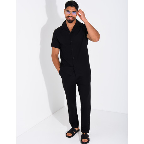 Ensemble pantalon et chemise effet chiné