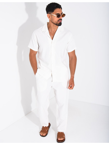 Ensemble pantalon et chemise effet chiné
